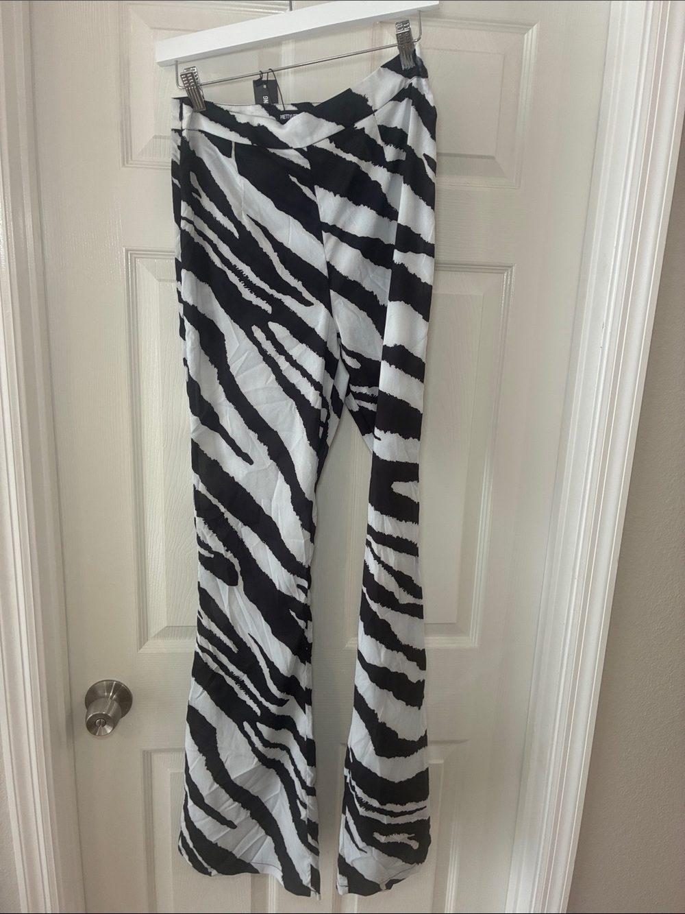 PrettyLittleThing Black & White Zebra Flare Pants